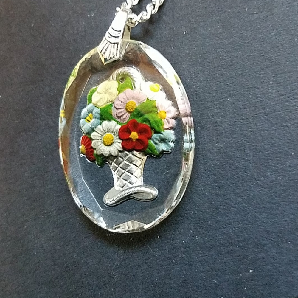 Necklace Reverse Painting on Glass Signed Germany